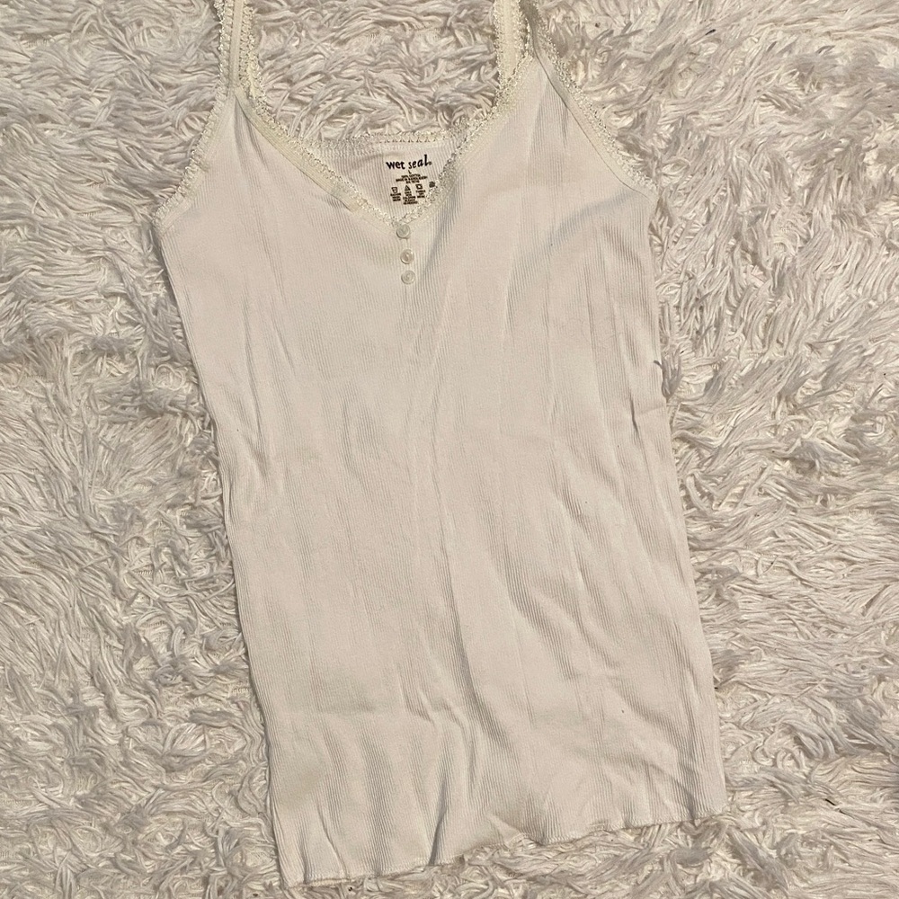 Wet Seal Ivory Camisole with Lace Accents